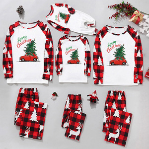 Pijamas de Natal Personalizados em Branco e Xadrez Vermelho, Conjunto de Pijamas de Natal para Família - Product Image 3