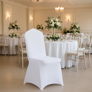 Housses de chaise universelles blanches en spandex, 100 pièces, pliables, lavables, pour mariage, salle à manger, protection - Product Image 2