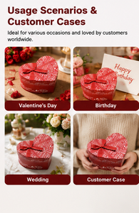 Cinta de Regalo en Forma de Corazón Rojo, Lazo Impreso, Relleno Interior Suave de Cartón para Joyería, Chocolates, Cosméticos, Caja de Regalo en Forma de Corazón - Product Image 4