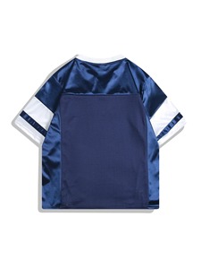 American Retro Sporty V-neck Jersey T-<b>shirt</b> for Men Oversized Short Sleeve with <b>Patchwork</b> Design Trendy Couple's - Product Image 2