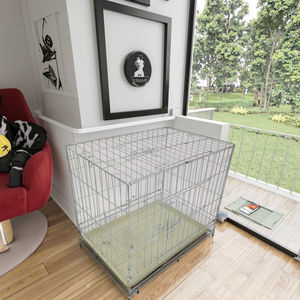 Popüler beyaz galvanizli katlanabilir demir evcil hayvan kafesi küçük köpekler için çıkarılabilir plastik tepsi ile istikrarlı dayanıklı ağır tel sandık - Product Image 3