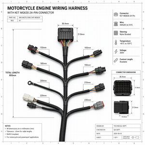 Cableado de Competición para Motocicleta Solvet Custom KET MG630 15 Pines AWG22 UL1007 ISO9001 IP67 <span class=keywords><strong>Banshee</strong></span> Kazuma Bashan 200cc Dirt - Product Image 6