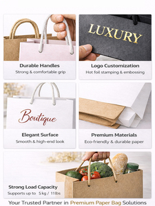 Bolsa de papel premium con impresión a color y asa de cinta. Empaque personalizado para zapatos y ropa con múltiples estilos de bolsa de papel. - Product Image 6
