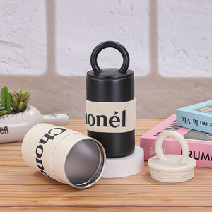 Bouteille d'eau isotherme pour café et sport, personnalisable avec logo, 400 ml, blanc/beige/gris, avec isolation thermique de 12 à 24 heures - Product Image 1