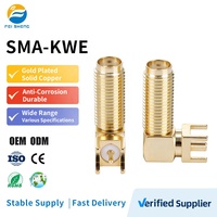 Connecteur femelle SMA à fil long personnalisé, coudé, à trou traversant, pieds à souder, plaqué or, pour boîtier de test de chambre anéchoïque