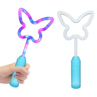 Baguette lumineuse LED Papillon Princesse des Fées avec poignée bleu ciel, clignotante, pour les fêtes d'anniversaire des filles, les parades nocturnes des parcs à thème