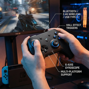Manette de <span class=keywords><strong>jeu</strong></span> sans fil YJT-CJP2030 2,4 GHz avec joystick, bouton turbo, volant de <span class=keywords><strong>jeu</strong></span> pour PC <span class=keywords><strong>Steam</strong></span> <span class=keywords><strong>Deck</strong></span> Android/iOS - Product Image 6