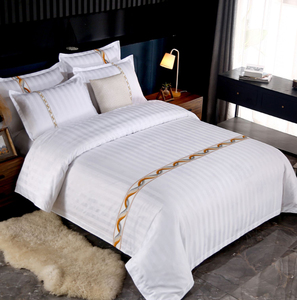 Suministros de hotel blanco King Size 300tc bordado 100% algodón sábana juego de cama de algodón - Product Image 4