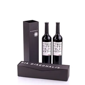 Caja rígida de cartón para champán y licor, embalaje de Whisky con logotipo personalizado, caja de regalo para botella de vino individual