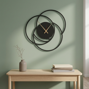 Minimalist Geometric <b>Wall</b> <b>Clock</b> Black Metal Abstract Design Silent Quartz Analog Hanging <b>Clock</b> for <b>Living</b> <b>Room</b> - Product Image 4