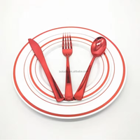 Ensemble de vaisselle en plastique de qualité alimentaire, échantillon gratuit, rose gold, pour fêtes et mariages