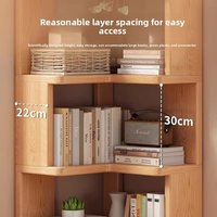 Estantería Esquinera en Forma de L de 5 Niveles, Madera de Pino Sólida, Diseño Anticaída con Protección Lateral, Esquinas Redondeadas, Almacenamiento para el Hogar
