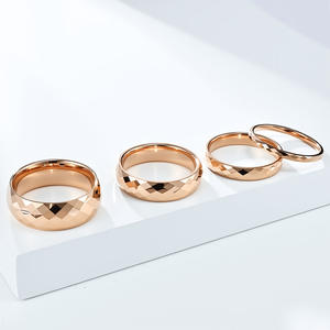 Geometric Design Tungsten Steel <b>Ring</b> Unisex Couple <b>Ring</b> Engagement Jewelry 2468mm Gold Pinky <b>Ring</b> - Product Image 4