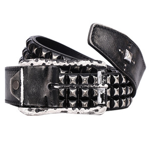 Cinturón Unisex Punk <span class=keywords><strong>de</strong></span> Estilo Americano con Hebilla Japonesa, Remaches <span class=keywords><strong>de</strong></span> Aleación, Diseño <span class=keywords><strong>de</strong></span> Cabeza <span class=keywords><strong>de</strong></span> <span class=keywords><strong>Caballero</strong></span>, Cuero Vacuno <span class=keywords><strong>de</strong></span> Primera Capa, Patrón Geométrico, Personalizado y Moderno - Product Image 3