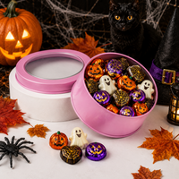 Caja Redonda de Metal Personalizada con Logotipo y Ventana, Contenedor Premium para Dulces de Halloween, Estuche Metálico Sostenible para Golosinas de Otoño