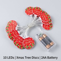 Mini Luces LED de Navidad en Forma de Disco, 10 Luces LED a Pilas con Cable Transparente para Decoración de Ventanas y Paredes Navideñas
