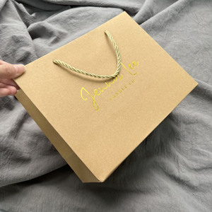 Custom Gold Foil Hot Stamping Kraft Paper Shopping Bags Twisted Paper Rope Handle For Candle Cosmetic Boutique Brand Packaging - Product Image 3