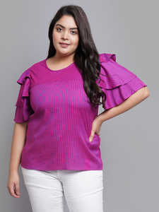 Top décontracté à rayures en viscose pour femmes élégantes Design tendance à la cheville avec décoration à motif Un ensemble - Product Image 4