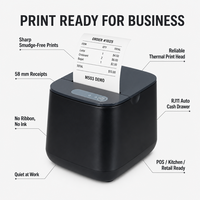 Printer Thermal Struk 58mm Desktop Ringkas dengan Pemasangan Kertas Mudah, Printer POS USB Rendah Kebisingan untuk Resepsionis Hotel