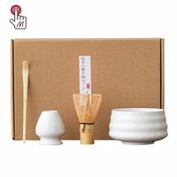 Ensemble d'outils Matcha de haute qualité bol Matcha brosse à thé ensemble d'outils Matcha en céramique gravée de style japonais