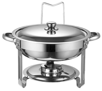 Support de buffet de luxe 5L en acier inoxydable plaqué or avec couvercle en verre pour restaurant, hôtel, usage domestique, fournitures de chauffage au combustible