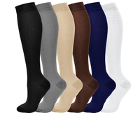 Chaussettes de compression personnalisées en Spandex/Nylon, tricotées pour l'automne, respirantes, antidérapantes, hauteur genou, pour le cyclisme et l'athlétisme
