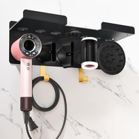 Rangement pour la maison Dyson à deux niveaux Support mural en métal pour sèche-cheveux avec organisateur en plastique et support de rangement pour accessoires pour cheveux
