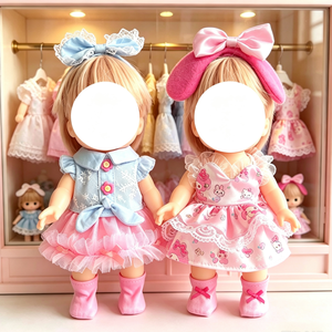 Conjunto de Vestido Rosa para Muñecas de 26 cm con Diadema de Lazo, Falda de Tul y Calcetines, Ropa de Juguete para Niñas - Product Image 1