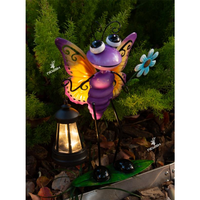 Solar-Tierfigur für den Garten mit Laterne, handbemalte Metallfigur mit Licht für Terrasse, Rasen, Hof, wasserdichte Dekoration
