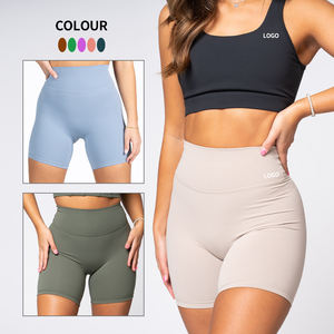 Ropa deportiva personalizada, pantalones cortos de yoga transpirables de cintura alta sin costura frontal, pantalones cortos deportivos de motorista para mujer - Product Image 6