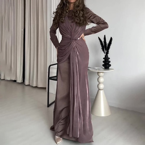 Abaya Y8 per Donne Mediorientali con Nastro Plissettato e Maniche Lunghe Scintillanti, Abito da Sera Turco Fatto a Mano alla Moda - Product Image 5