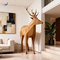 Sculpture de cerf en bois massif abstrait moderne sur mesure ML, décoration de jardin, art populaire, couleur personnalisée, design personnalisé, durable