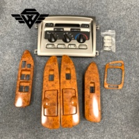 Kit de Mejora Interior para Toyota Land Cruiser LC100 FJ100 1998-2007, Panel de Control de Aire Acondicionado Plateado, Volante de Madera, Adorno para Ventana