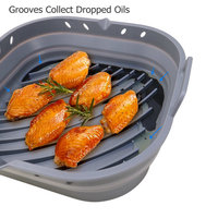 Molde de Silicona Resistente al Calor, Bandeja Plegable para Freidora de Aire, Insertos Antiadherentes para Freidora de Aire, Revestimiento de Silicona con Separador