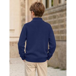 Pull cardigan à fermeture éclair intégrale pour garçons, col montant, uni, manches longues, uniforme scolaire, 5-14 ans, enfants et jeunes - Product Image 4