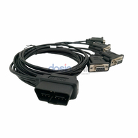 Cable OBD2 Tipo T Macho Hembra a RS232 Serial DB9 4 Puertos Hembra 12V DC
