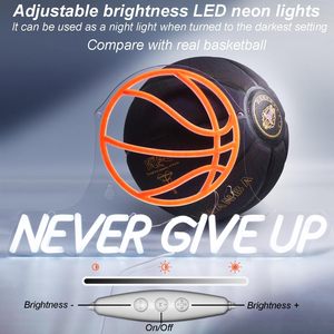 Letreros de baloncesto con la frase 'Never Give Up', luz ambiental LED de neón para interiores, letrero para tienda, decoración de pared, luz indicadora de entrada - Product Image 4