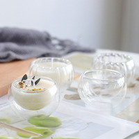Verre borosilicaté de haute qualité, petit gobelet rond 6.5*4.5cm 5.8*3.8cm, bougeoir en verre à double paroi, pot citrouille en verre