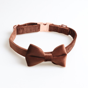 Dayanıklı gül altın toka pet malzemeleri kadife köpek yay bağları toptan köpek tasması kravat aksesuarları - Product Image 5