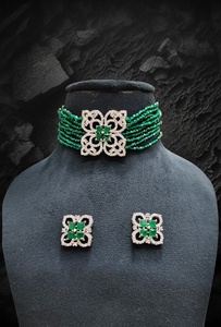 Ras du cou indien fabricant de collier en laiton AD ensemble de pendentifs tendance pour les vêtements de fête de mariage des femmes - Product Image 2