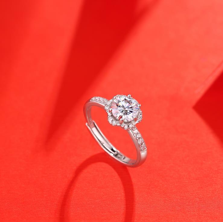 HMOIS Unique Jewelry 925 Silver Moissanite Crystal Rings Female Rings For Wedding Party