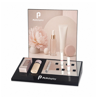 Présentoir cosmétique en acrylique avec panneau d'affichage rétroéclairé, plateau miroir et 8 compartiments – Organisateur de maquillage pour magasins de beauté et vente en gros