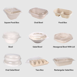 Caja de almuerzo de pulpa desechable Biodegradable ecológica, contenedor de comida de caña de azúcar para llevar - Product Image 6