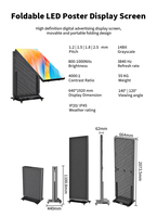 Портативный полноцветный светодиодный LED-дисплей P1.86 640*1920 мм, складной в три сложения, 3840 Гц, для рекламы
