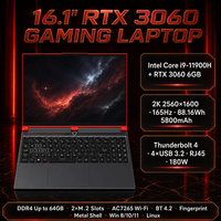   Ordinateur portable JZ58 16,1 pouces 2K 2560x1600 Intel Core I9-11900H RTX3060 6 Go DDR4 64 Go M.2 4 To 88 Wh Windows 11 Double M.2 WiFi