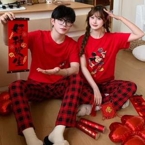 <span class=keywords><strong>Pigiama</strong></span> in Puro Cotone Meryjia per Coppie, Nuova Collezione 2025 con Stampa Cartoon <span class=keywords><strong>Mickey</strong></span>, Set Rosso per l'Anno di Nascita - Product Image 2