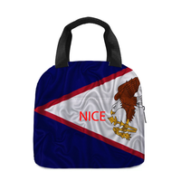 Sac isotherme vintage avec cadre drapeau Samoa Américain, sac à main portable réutilisable, sac à déjeuner patriotique pour le travail