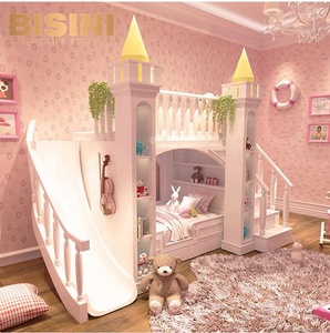 Nueva <span class=keywords><strong>Cama</strong></span> Infantil Tipo Castillo de Color Blanco con Librero y <span class=keywords><strong>Escalera</strong></span>, Camas para Niños - Product Image 2