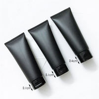 Tube de compression de gel de lotion vide en PE noir mat doux au toucher 100g 100ml 240ml avec couvercles à rabat noir mat