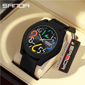SANDA 9021 nuovo modello di orologio al quarzo per studenti in Silicone removibile con cinturino da <span class=keywords><strong>donna</strong></span> al quarzo orologio da polso semplice - Product Image 1